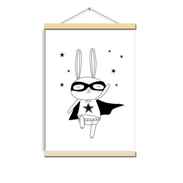 BUNNY SUPERHERO PRINT: Children's Rabbit Nursery Wall Art - Pimlico Prints