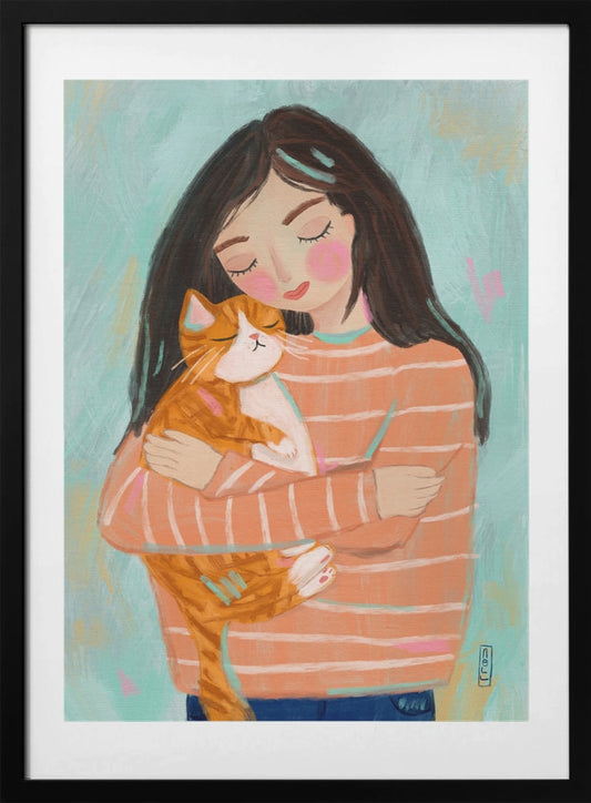 Cozy Cat Cuddles - Art Print by Dirkie Nell