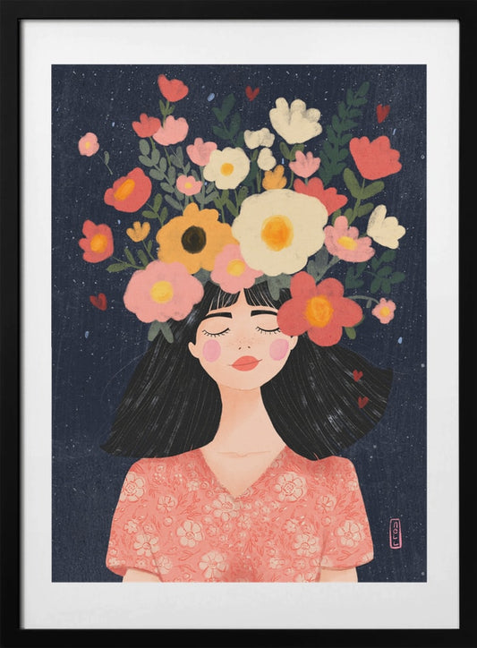 Blooming Mind Woman - Art Print by Dirkie Nell