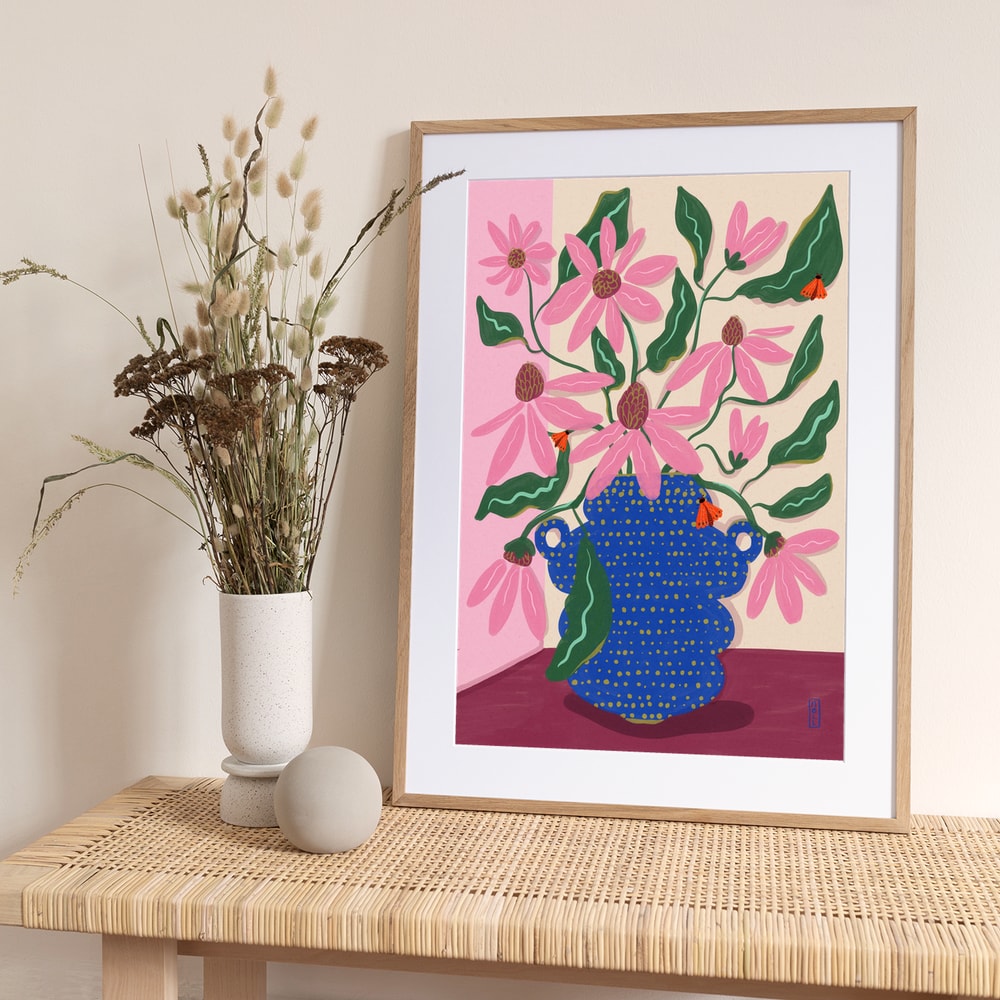 Vibrant Pink Blooms - Art Print by Dirkie Nell