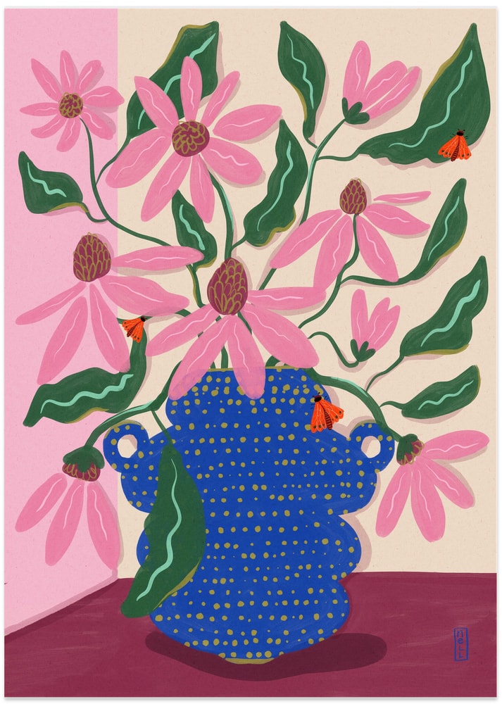 Vibrant Pink Blooms - Art Print by Dirkie Nell
