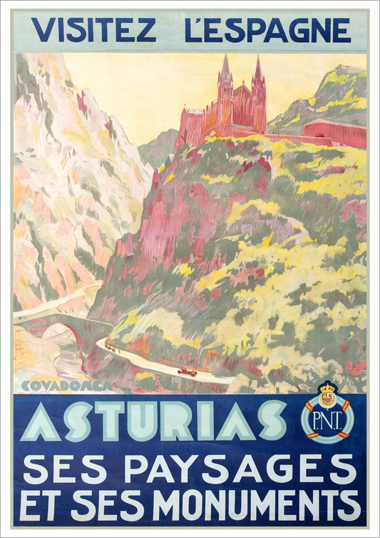 CARTEL DE VIAJE DE ASTURIAS: Impresión publicitaria de España Vintage