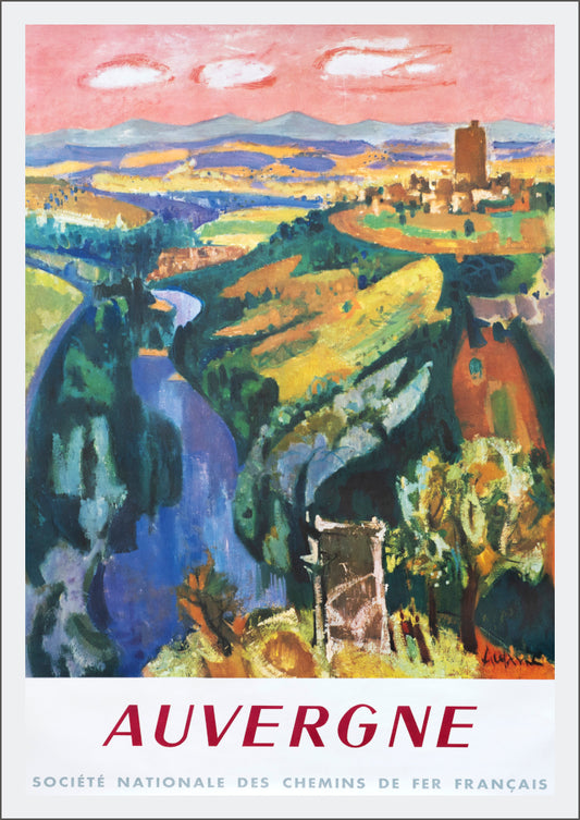 AUVERGNE POSTER: Vintage French Art Train Travel Print