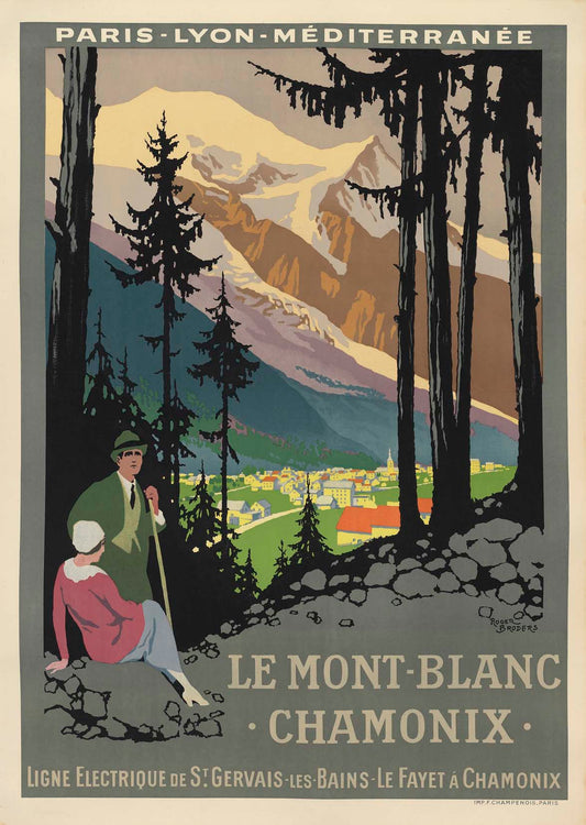 POSTER DI CHAMONIX: stampa di viaggio estivo Le Mont Blanc