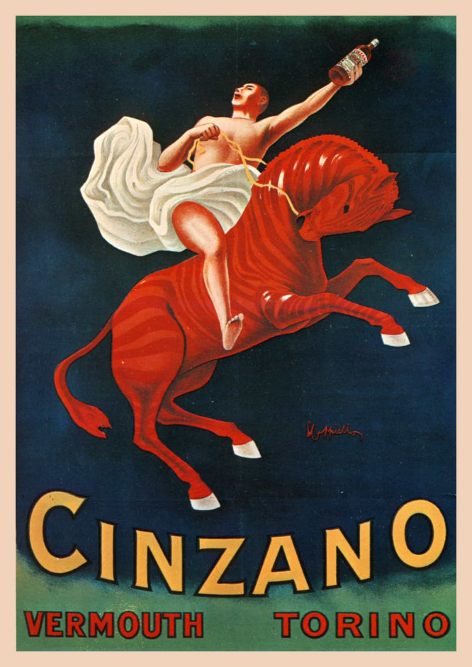 CINZANO POSTER: Vintage Man on a Red Horse Print by Cappiello