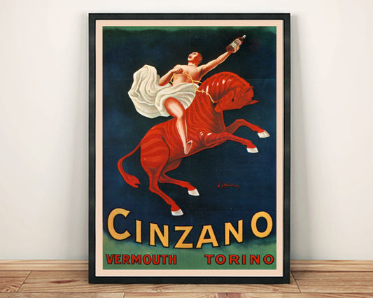 CINZANO POSTER: Vintage Man on a Red Horse Print by Cappiello