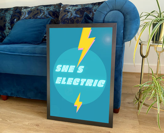 SHE'S ELECTRIC POSTER: Oasis Indie Music Lyrics Art Print