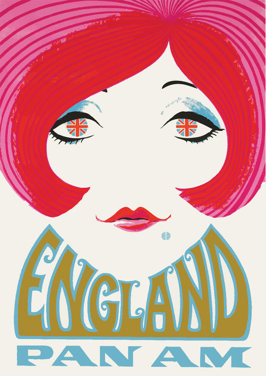 Affiche de voyage en Angleterre: annonce vintage des années 60