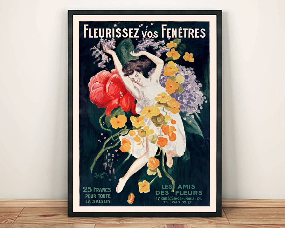 FLOWER SHOP POSTER: Vintage French Florist Advertisement Art Print