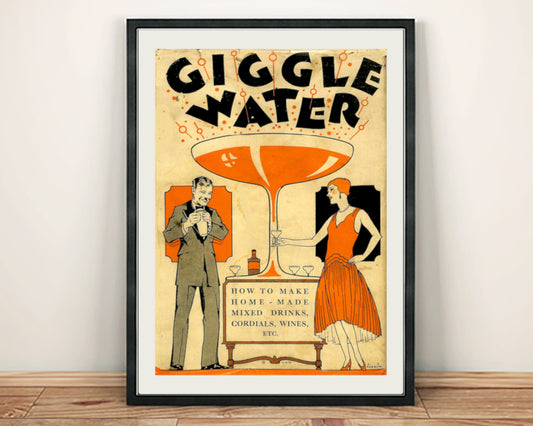 GIGGLE WATER POSTER: Vintage Cocktail Recipe Book Cover Art