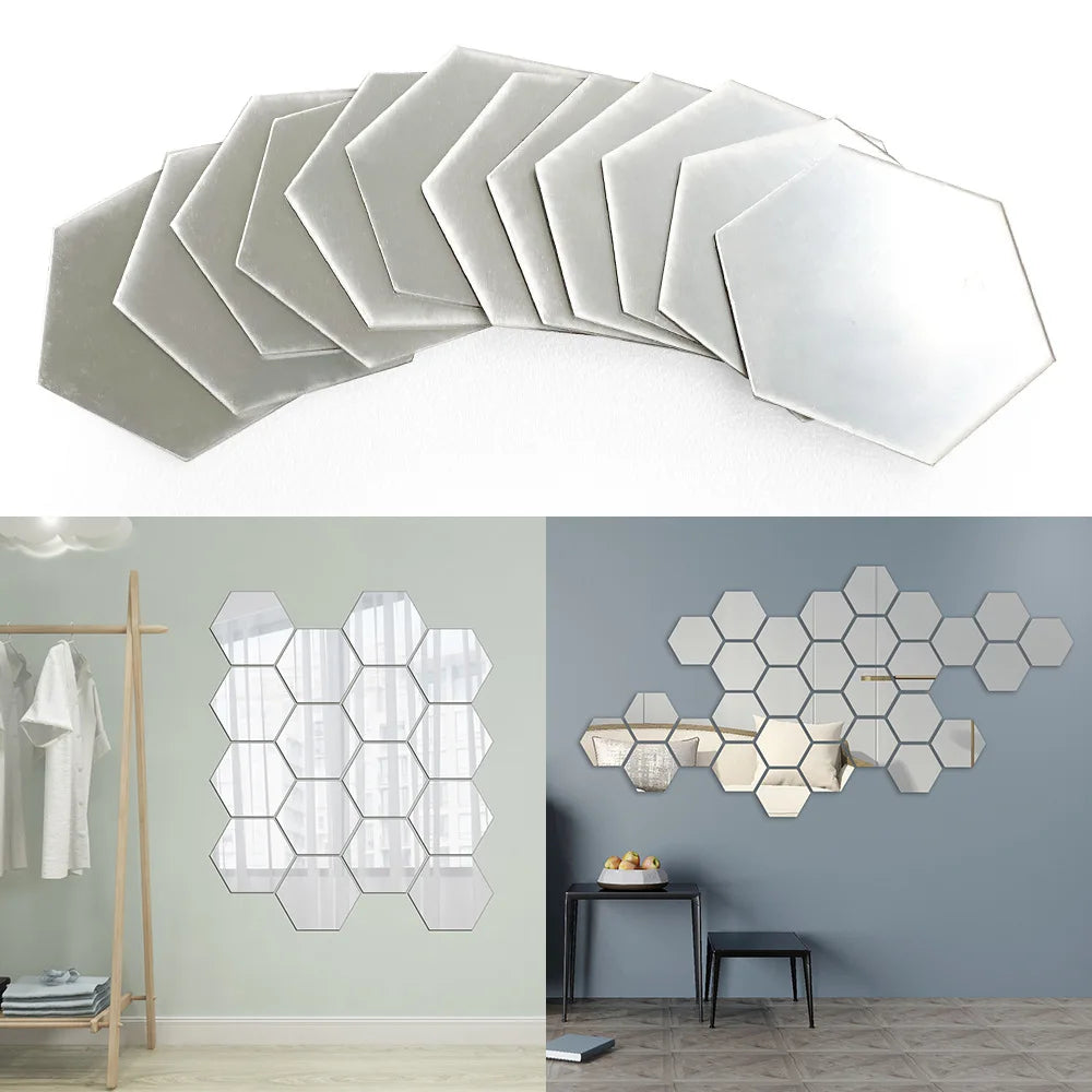 Mirror Wall Stickers: Hexagon Home Decor Wall Art