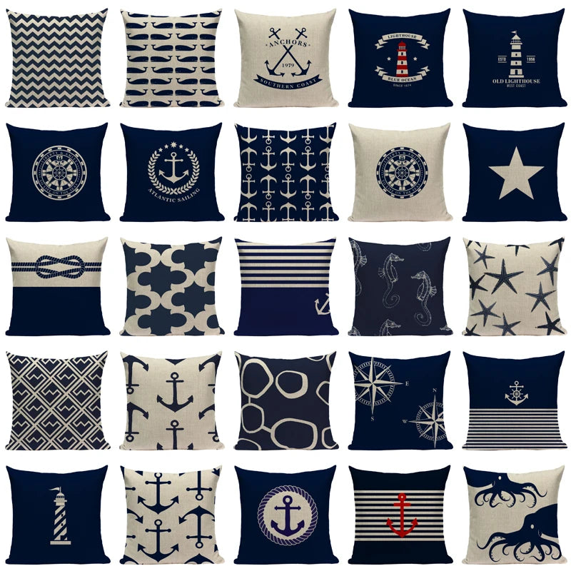 Nautical Style Cushion Covers: Home Decor Pillow Cases