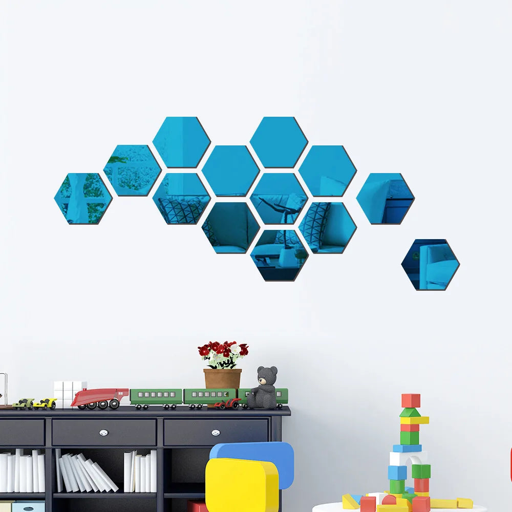 Mirror Wall Stickers: Hexagon Home Decor Wall Art