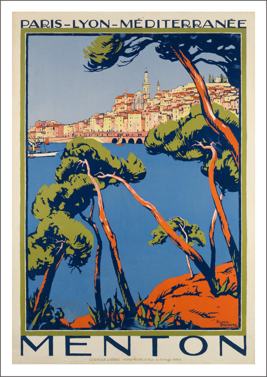 MENTON TRAVEL POSTER: Vintage French Cote d'Azur Art Print