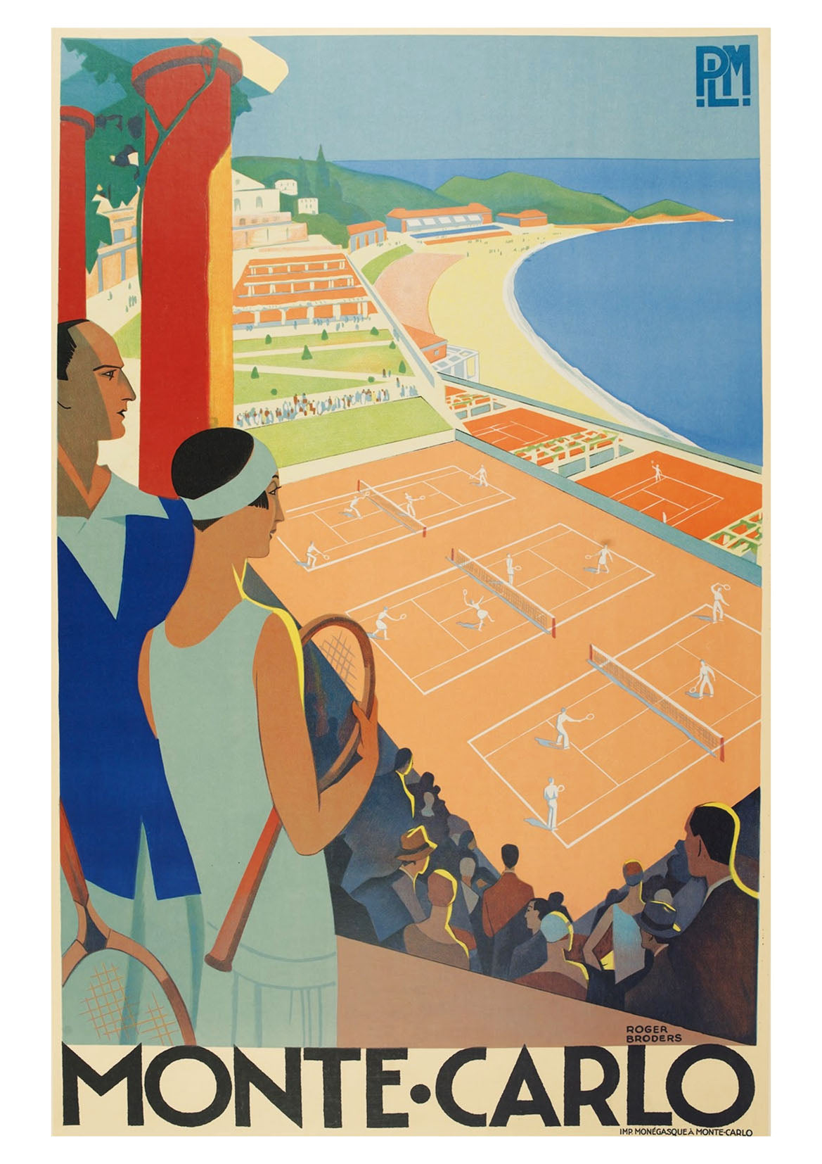 MONTE CARLO TRAVEL POSTER: Vintage Tennis Kunstdruck