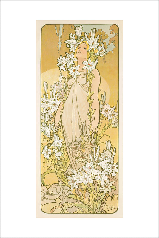 Copy of ALPHONSE MUCHA PRINT: The Flowers - Lily