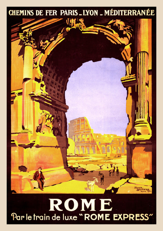 ROME TRAVEL POSTER: Vintage Railway Art Print by Roger Broders