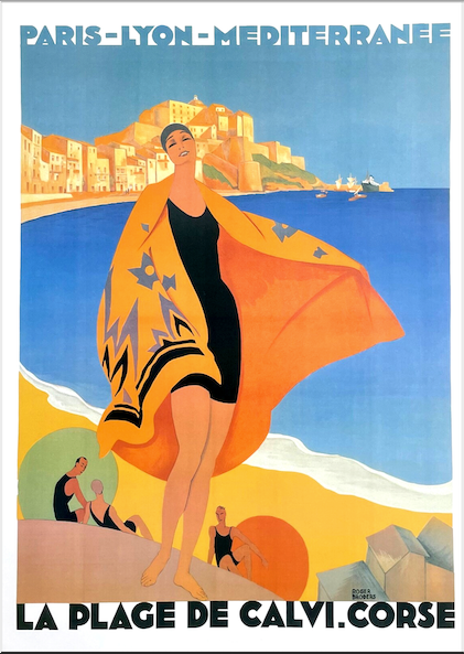 LA PLAGE TRAVEL POSTER: Vintage French Calvi Corse Art Print