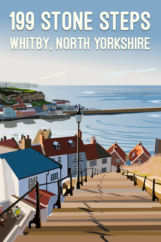 WHITBY TRAVEL POSTER: Vintage Style Yorkshire Tourism Print by Gachengo