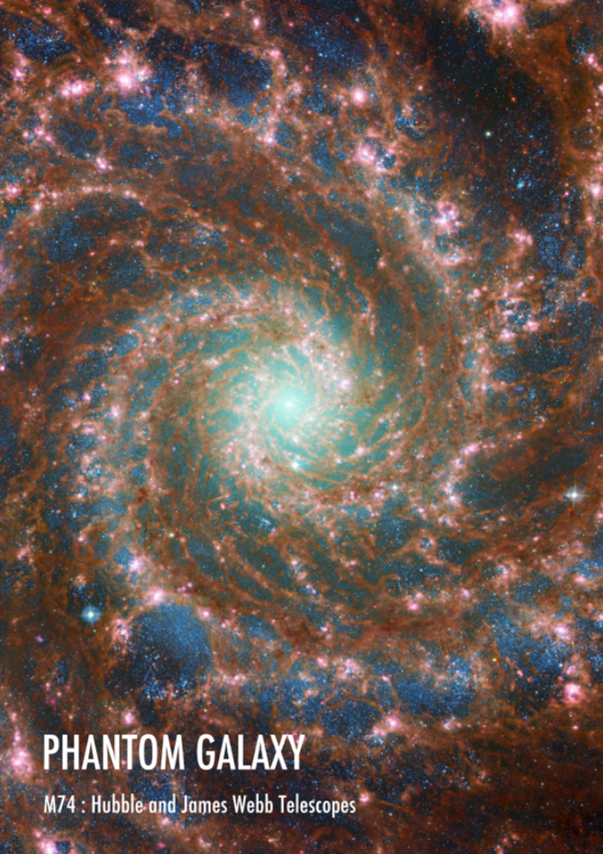 PHANTOM GALAXY POSTER: James Webb and Hubble Space Art M74 NASA Image