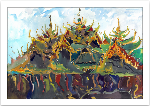 PAVILION OF THE ENLIGHTENED: Watercolour Art Print by Tanbelia