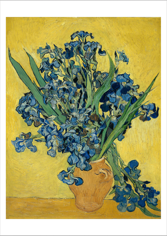 VAN GOGH PRINT: Vase with Irises against a Yellow Background, 1890, Fine Art Print
