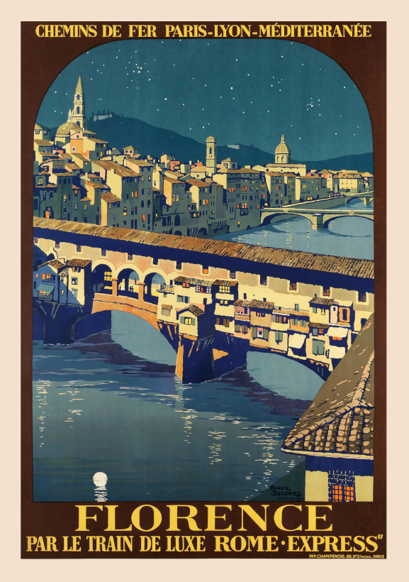 FLORENCE TRAVEL POSTER: Vintage  Railway Advertisement Art Print