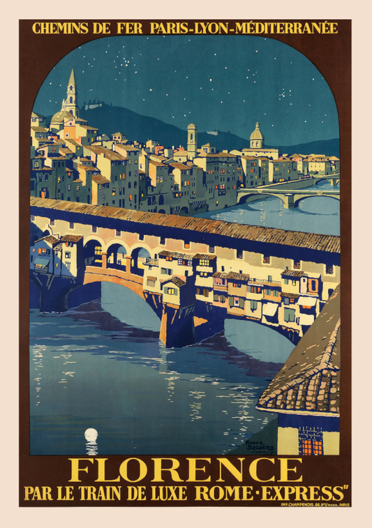 FLORENCE TRAVEL POSTER: Vintage  Railway Advertisement Art Print