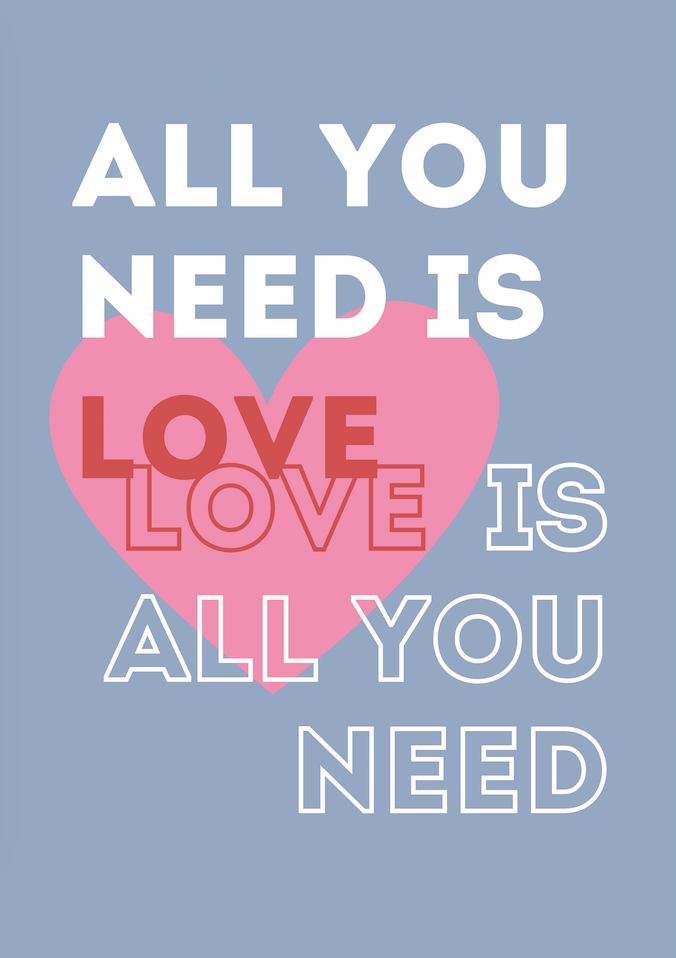 LOVE SONG POSTER: All You Need is Love Beatles Music Lyric Art Print