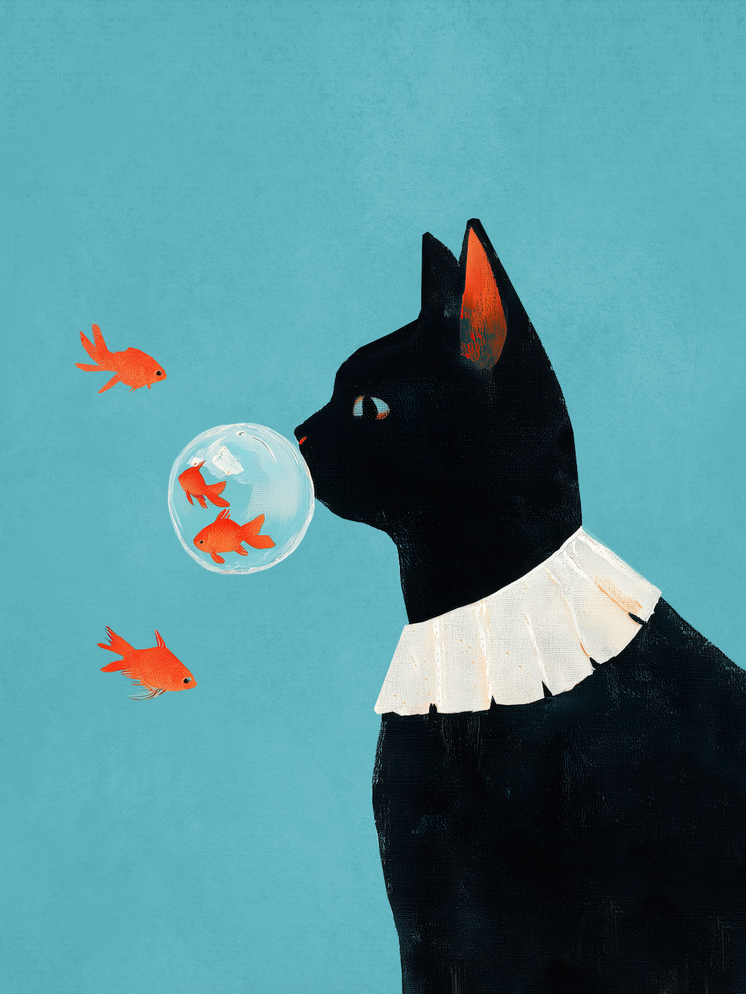 CAT AND GOLDFISH - Art Print by Branka Kodžoman