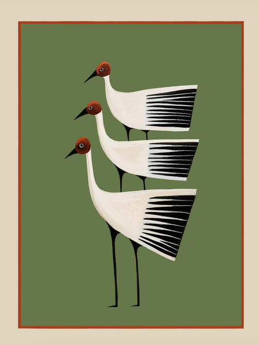 STRIPED BIRD TRIO - Art Print by Branka Kodžoman