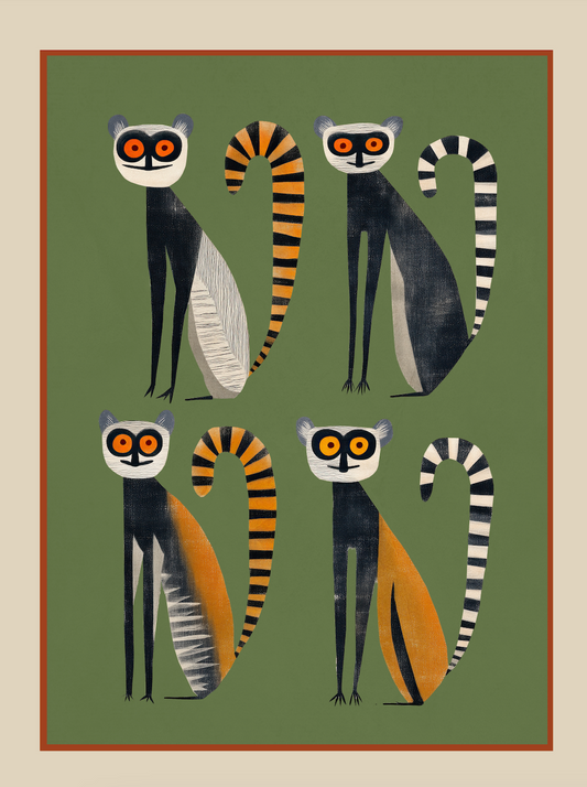 STRIPED LEMURS - Art Print by Branka Kodžoman