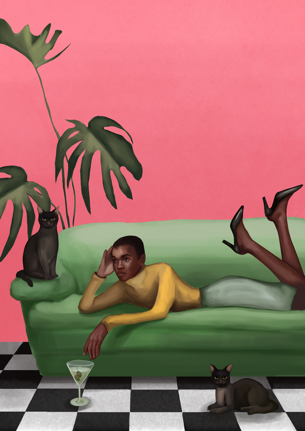 MARTINI AND MONSTERA - Art Print by Branka Kodžoman