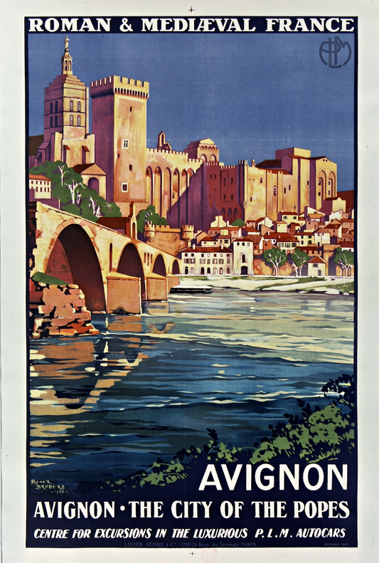 AVIGNON TRAVEL POSTER: Vintage French Medieval City Art Print
