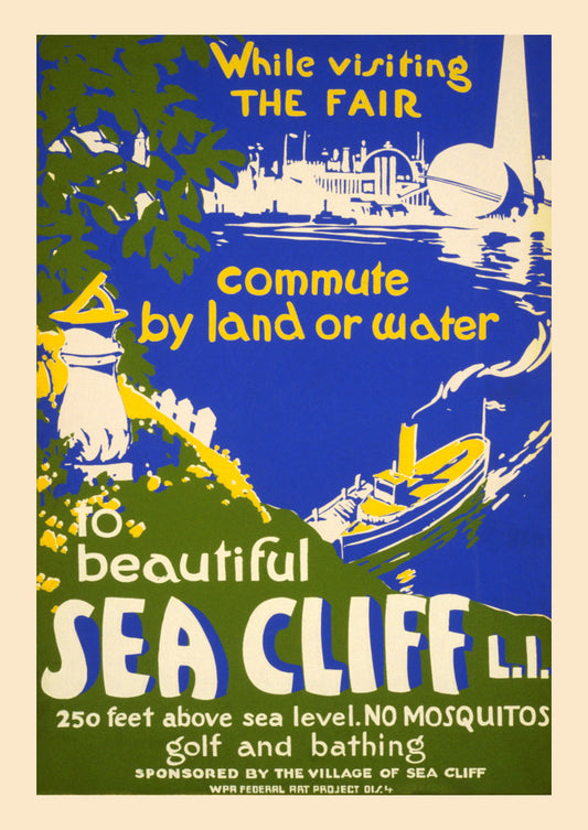 SEACLIFF POSTER: Vintage American WPA Fair Travel Advert Print