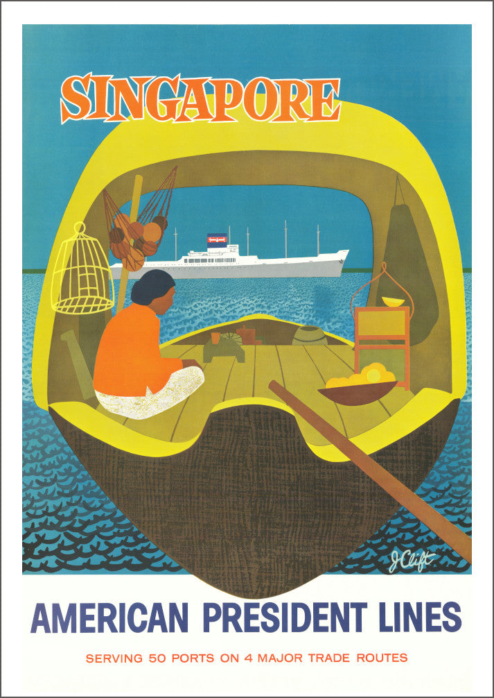 SINGAPORE TRAVEL POSTER: Vintage Cruise Advert Print