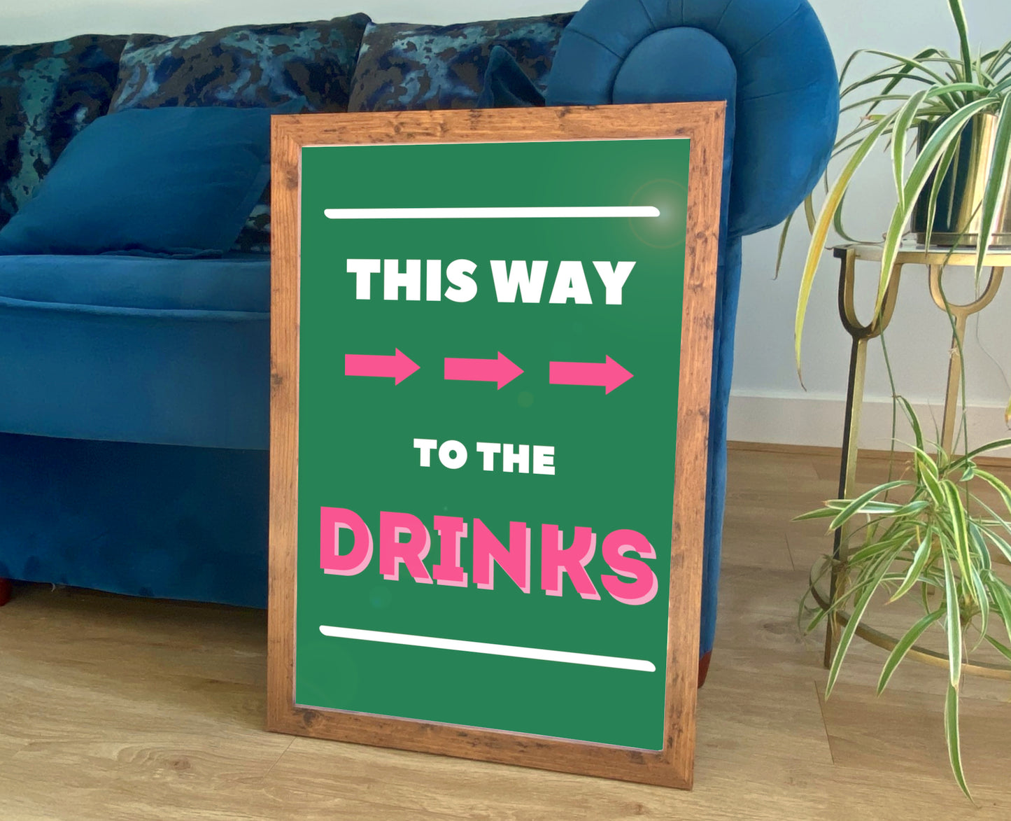 PARTY POSTER: This Way to the Drinks, Kitchen or Living Room Bar Art Print