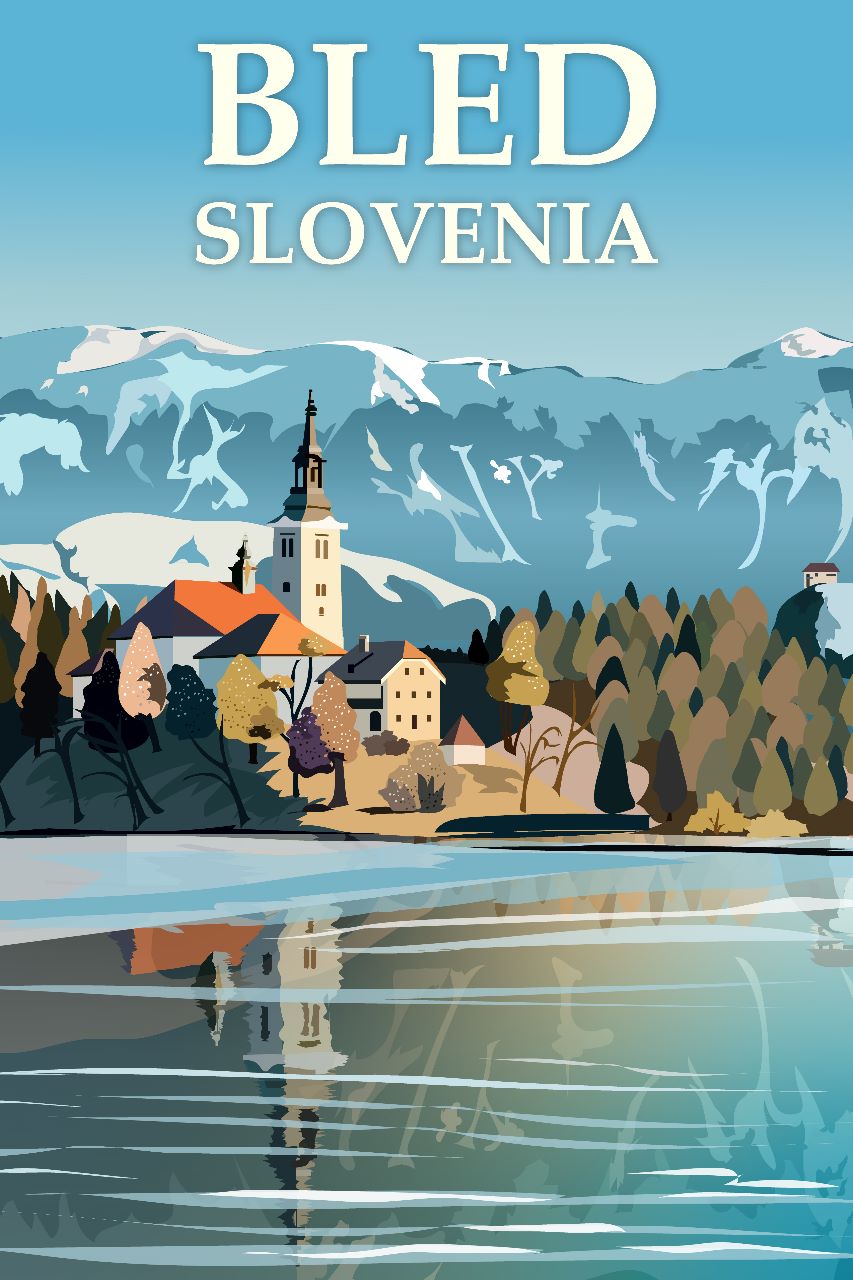BLED TRAVEL POSTER: Vintage Style Slovenia Tourism Print by Gachengo