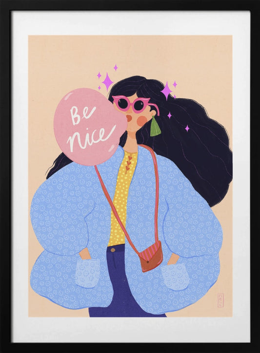 Be Nice Bubblegum Girl - Art Print by Dirkie Nell