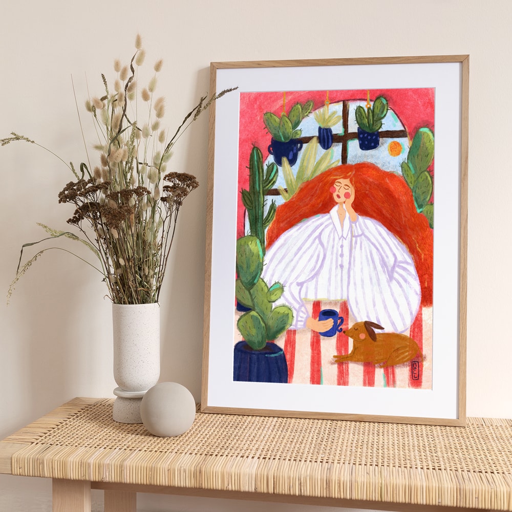 Cozy Morning Relaxation - Art Print by Dirkie Nell