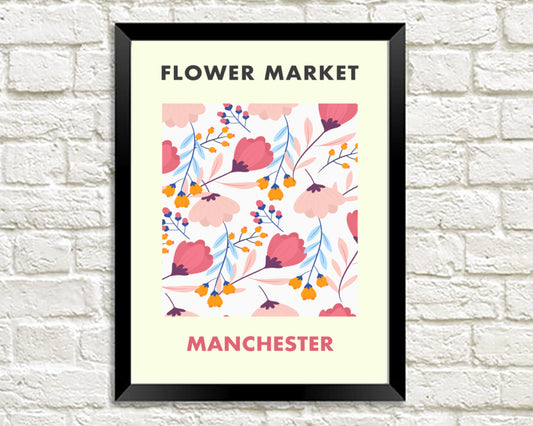 FLOWER MARKET POSTER: Manchester Floral Art Print