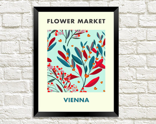 FLOWER MARKET POSTER: Vienna Austria Floral Art Print