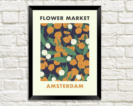 FLOWER MARKET POSTER: Amsterdam Floral Art Print