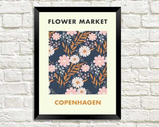 FLOWER MARKET POSTER: Copenhagen Denmark Floral Art Print