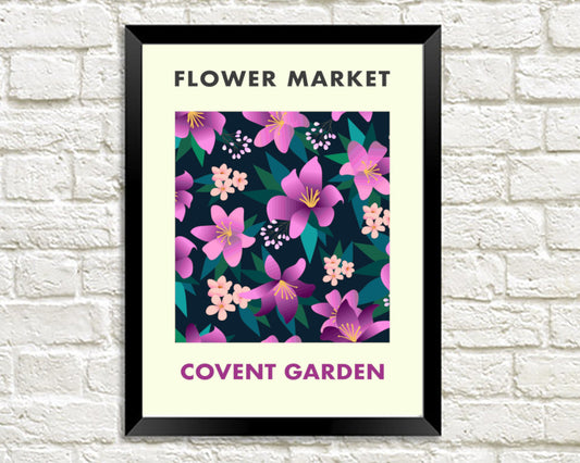 FLOWER MARKET POSTER: Covent Garden London Floral Art Print