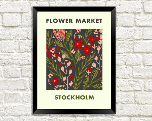 FLOWER MARKET POSTER: Stockholm Sweden Floral Art Print