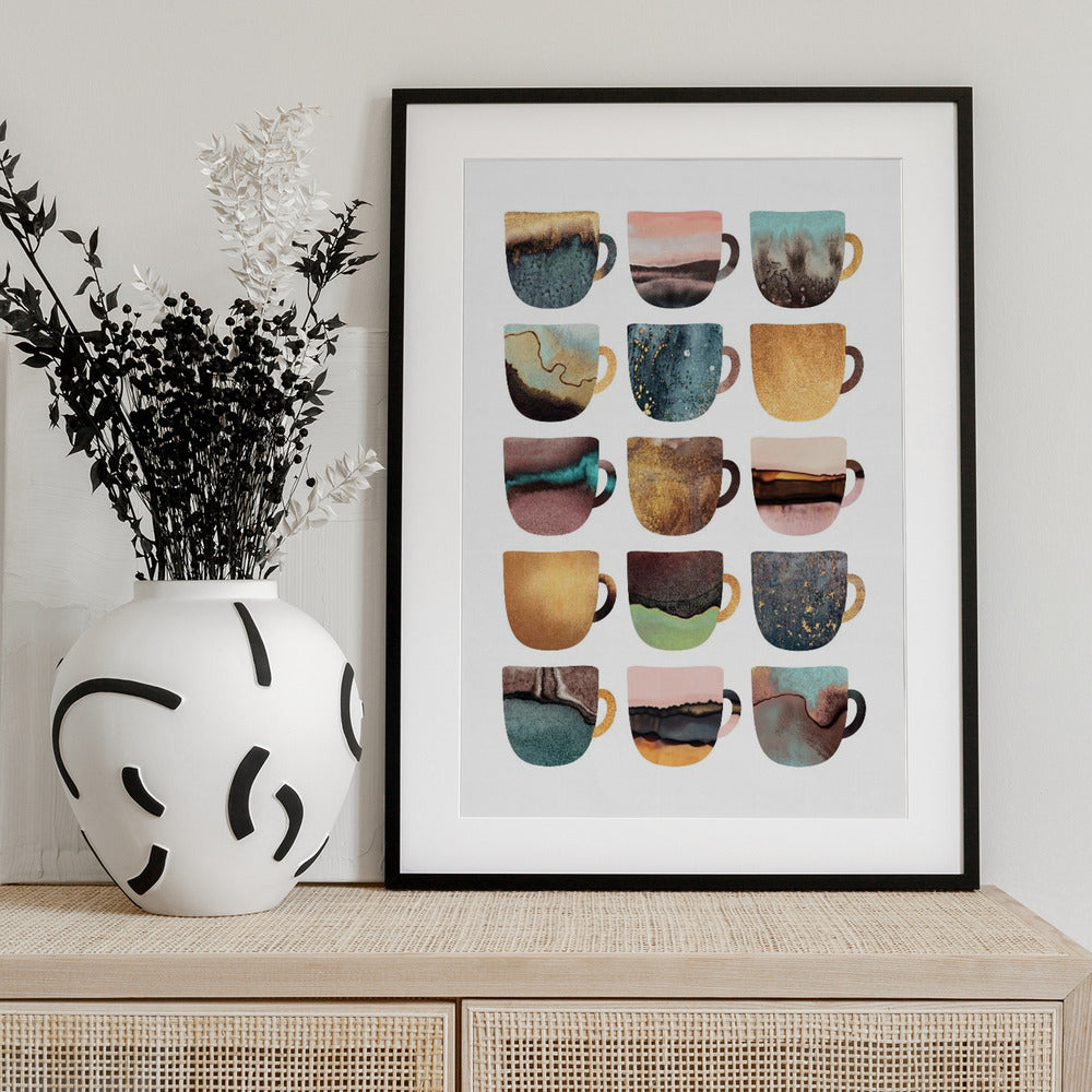 Earthy Coffee Cups - Art Print by Elisabeth Fredriksson