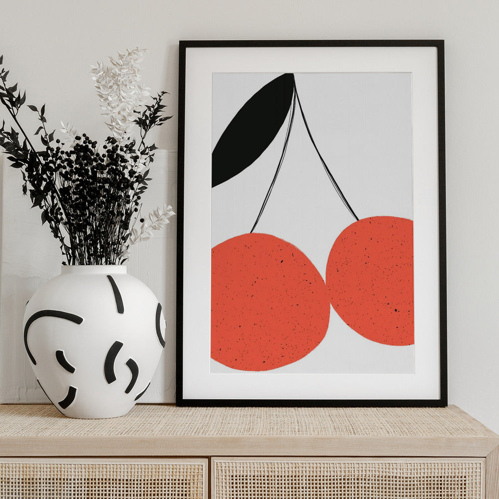 Red Cherries - Art Print by uplusmestudio