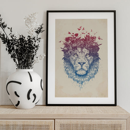 Floral lion - Art Print by Balazs Solti