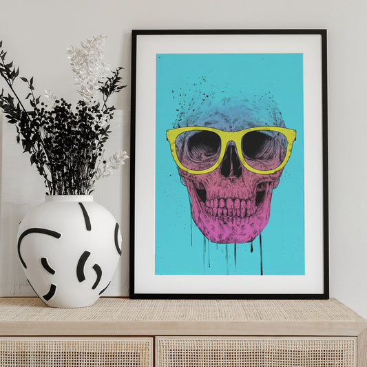 Pop art skull with glasses - Art Print by Balazs Solti